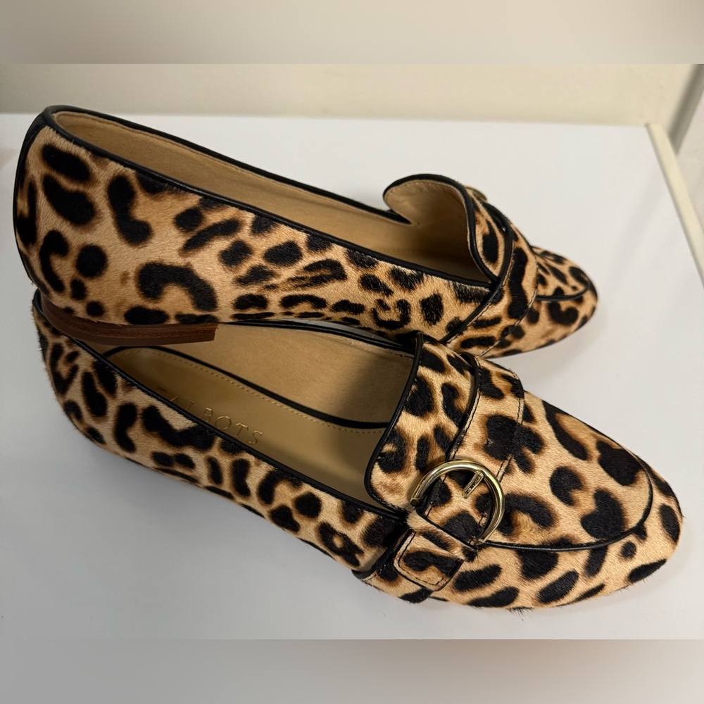 Talbots Ryan buckle loafers cheetah print calf hair animal print preppy 6 1/2 EC - Picture 8 of 9